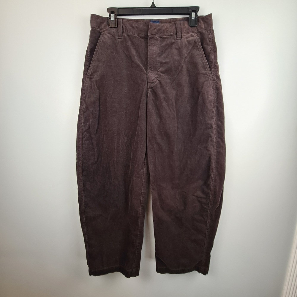 Gap 365 Womens Brown High Rise Corduroy Trouser Pants 8 Wide Leg Relaxed Barrel